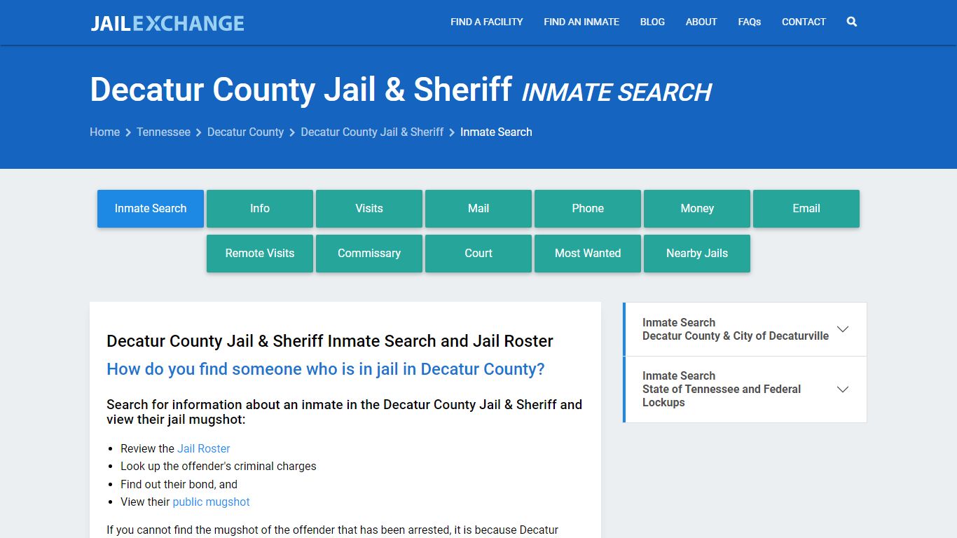 Decatur County Jail & Sheriff Inmate Search - Jail Exchange